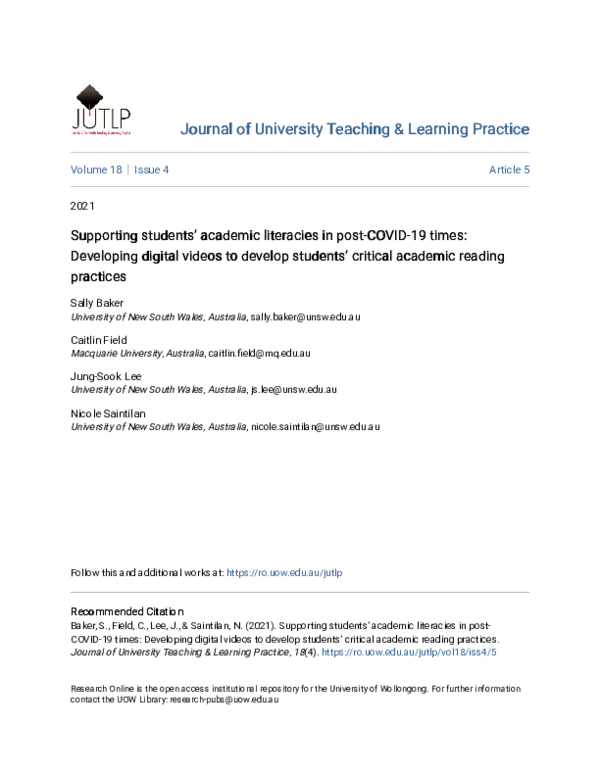 Pdf Supporting Students Academic Literacies In Post Covid 19 Times