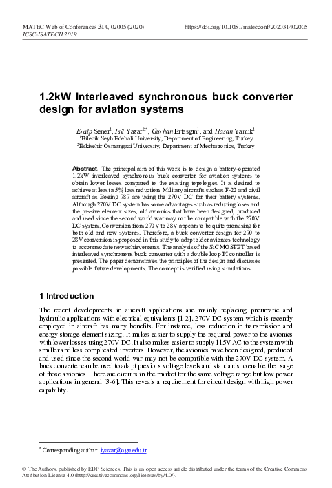 (PDF) 1.2kW Interleaved synchronous buck converter design for aviation ...