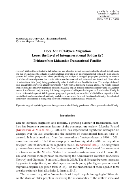 (PDF) Does Adult Children Migration Lower the Level of ...