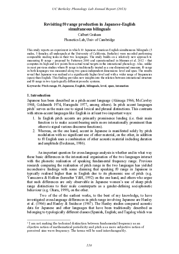 (PDF) Revisiting f0 Range Production in Japanese-English Simultaneous ...