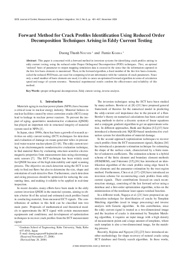 (PDF) Forward Method for Crack Profiles Identification Using Reduced ...