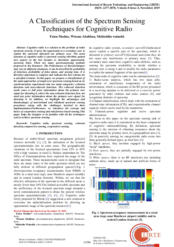 (PDF) A Classification of the Spectrum Sensing Techniques for Cognitive ...
