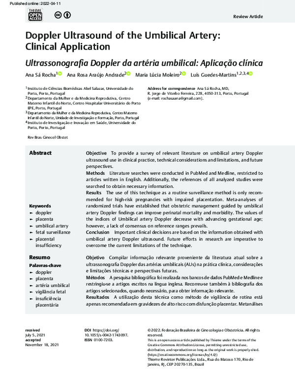 (PDF) Doppler Ultrasound of the Umbilical Artery: Clinical Application