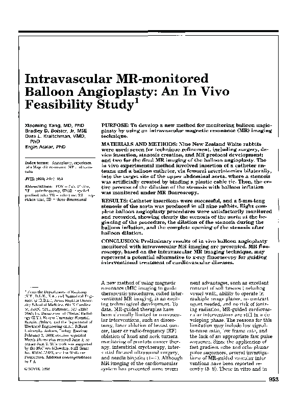 (PDF) Intravascular MR-monitored Balloon Angioplasty: An In Vivo ...