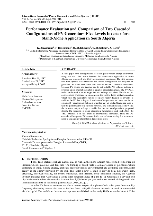 (PDF) Performance Evaluation and Comparison of Two Cascaded ...