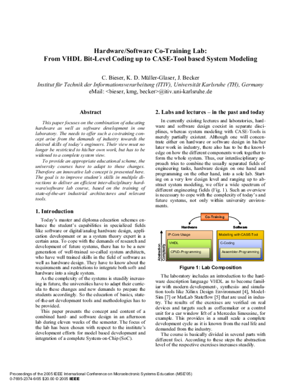 (PDF) Hardware/Software Co-Training Lab: From VHDL Bit-Level Coding up ...