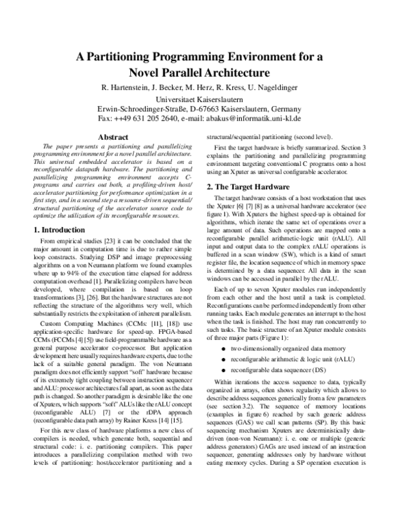 (PDF) A partitioning programming environment for a novel parallel ...