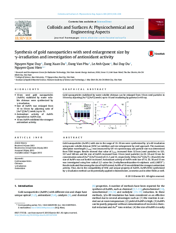 (PDF) Synthesis of gold nanoparticles with seed enlargement size by γ ...