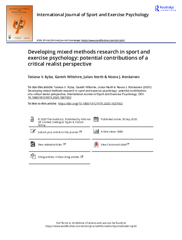 (PDF) Developing mixed methods research in sport and exercise ...