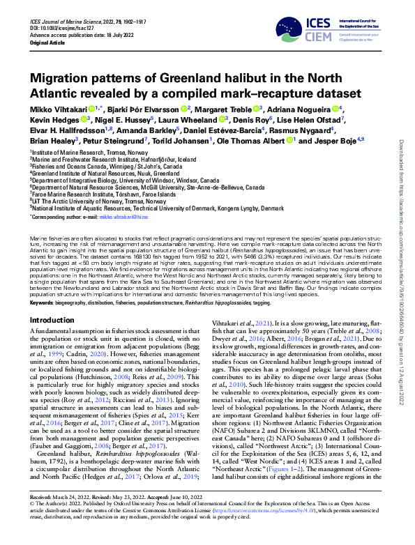 (PDF) Migration patterns of Greenland halibut in the North Atlantic ...