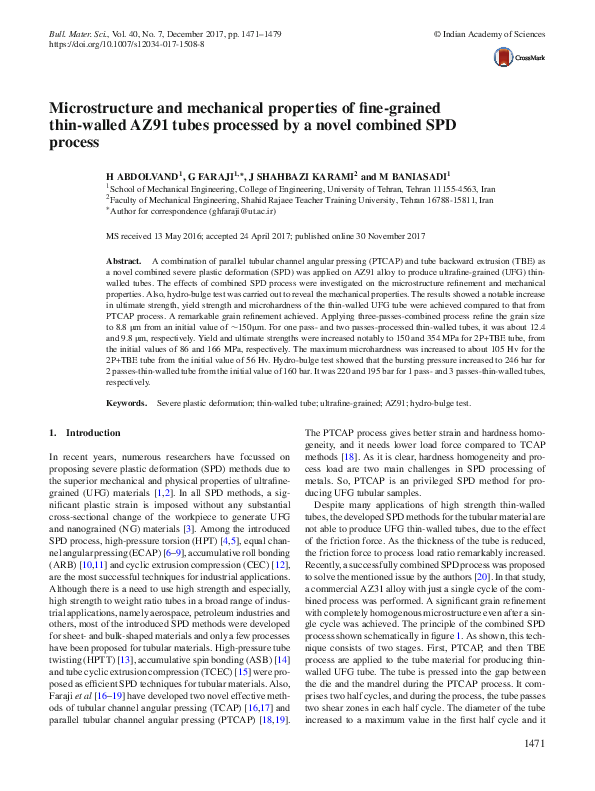 (PDF) Microstructure and mechanical properties of friction stir welded ...