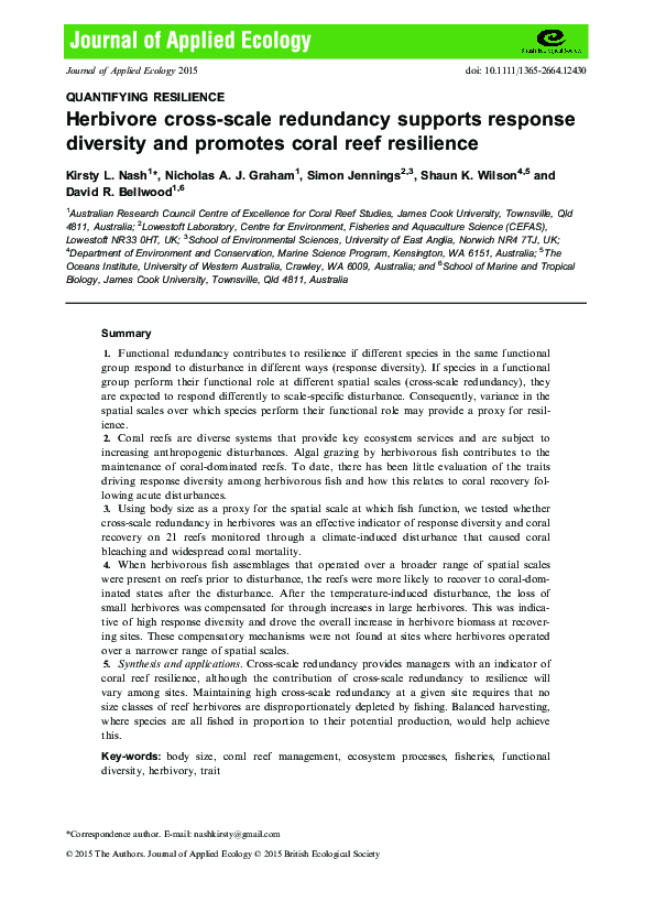 (PDF) Herbivore cross-scale redundancy supports response diversity and ...