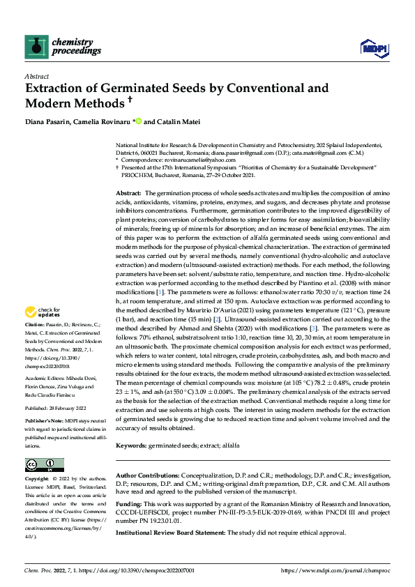 (PDF) Extraction of Germinated Seeds by Conventional and Modern Methods