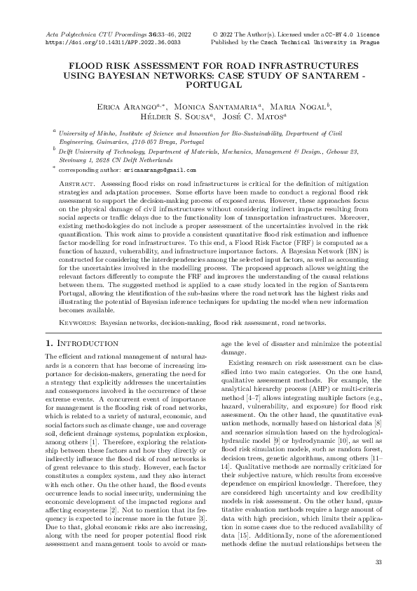 (PDF) Flood risk assessment for road infrastructures using Bayesian ...