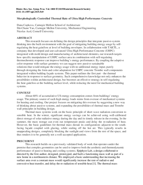 (PDF) Morphologically Controlled Thermal Rate of Ultra High Performance ...