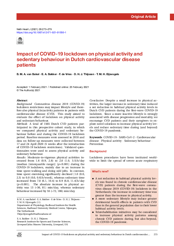 (PDF) Impact of COVID-19 lockdown on physical activity and sedentary ...