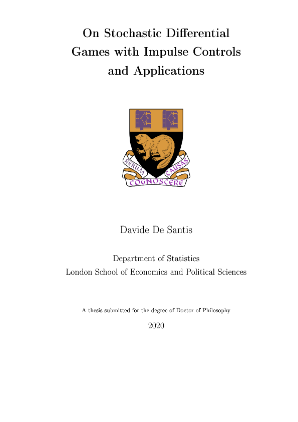 (PDF) On stochastic differential games with impulse controls and ...