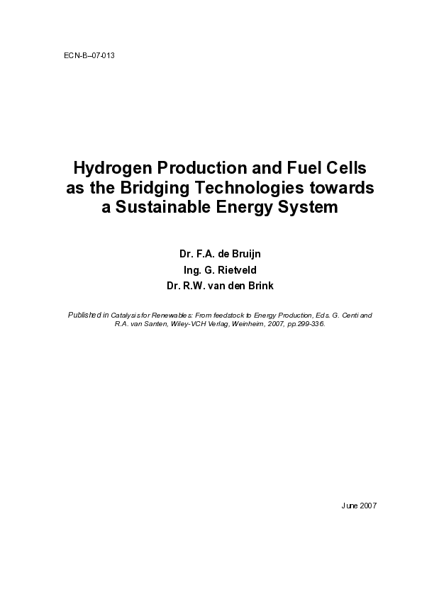 (PDF) Hydrogen Production and Fuel Cells as the Bridging Technologies ...