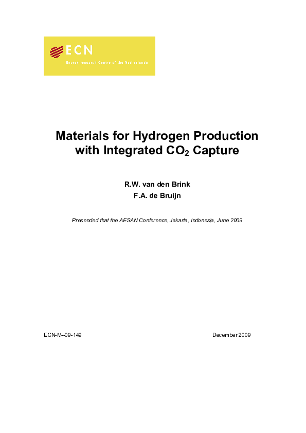 (PDF) Materials for Hydrogen Production with Integrated CO[sub 2] Capture