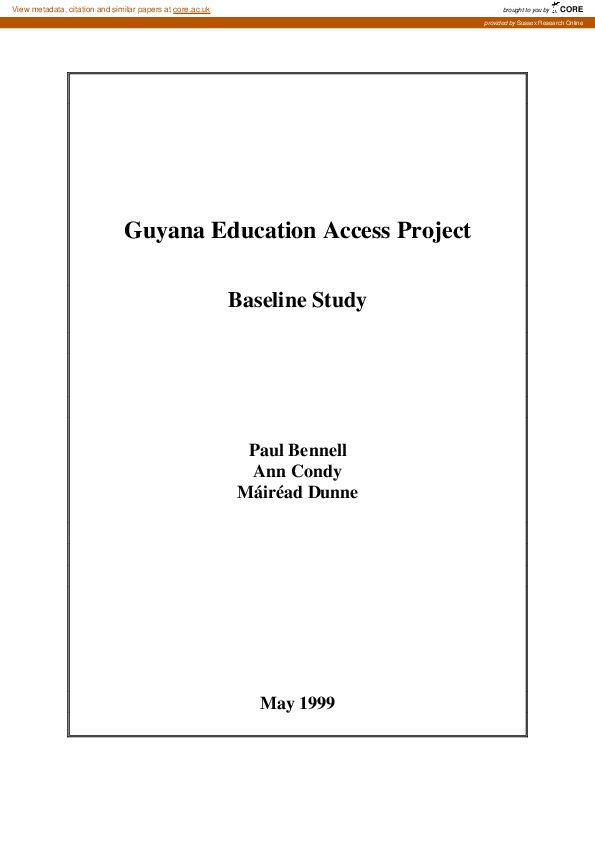 (PDF) Guyana education access project: Baseline study