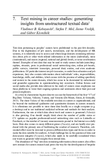 (PDF) Text mining in career studies: generating insights from ...