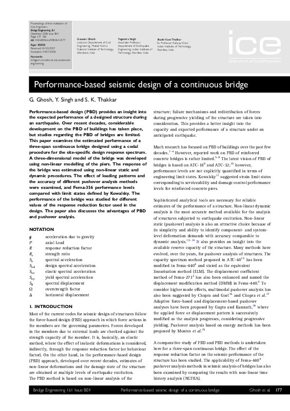 (PDF) Performance-based seismic design of a continuous bridge