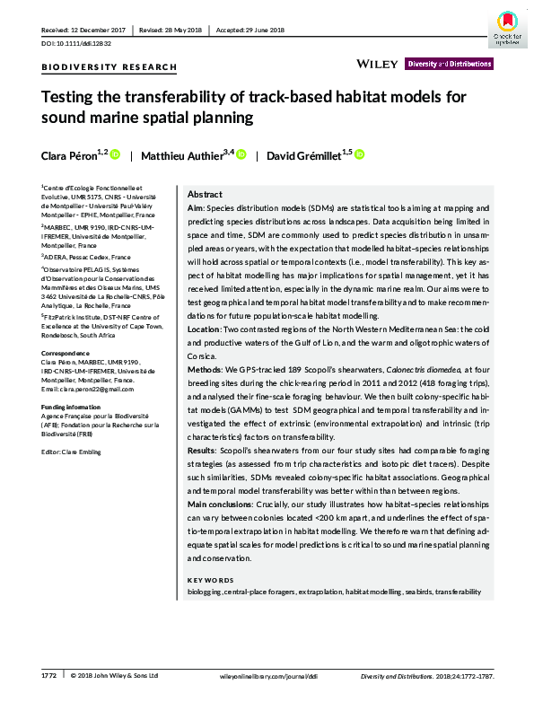 (PDF) Testing the transferability of track-based habitat models for ...