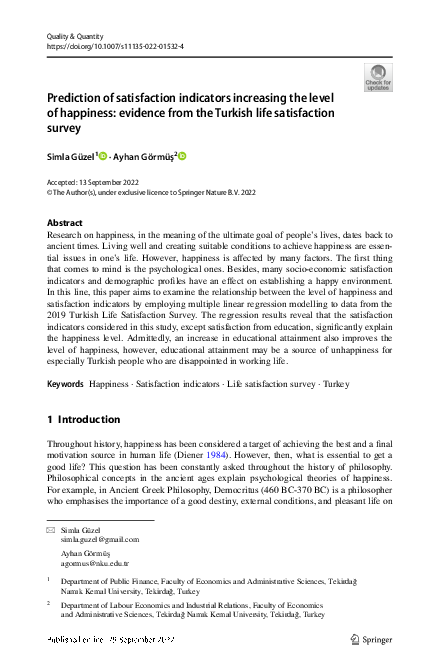 (PDF) Prediction of satisfaction indicators increasing the level of ...