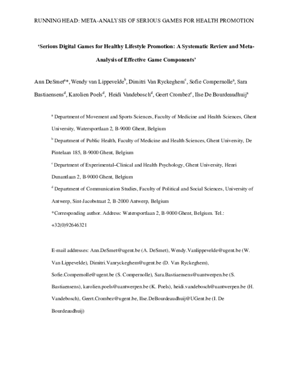 (PDF) A systematic review and meta-analysis of serious digital games ...