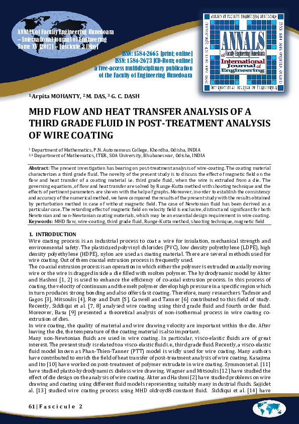 (PDF) MHD Flow and Heat Transfer Analysis of a Third Grade Fluid in ...
