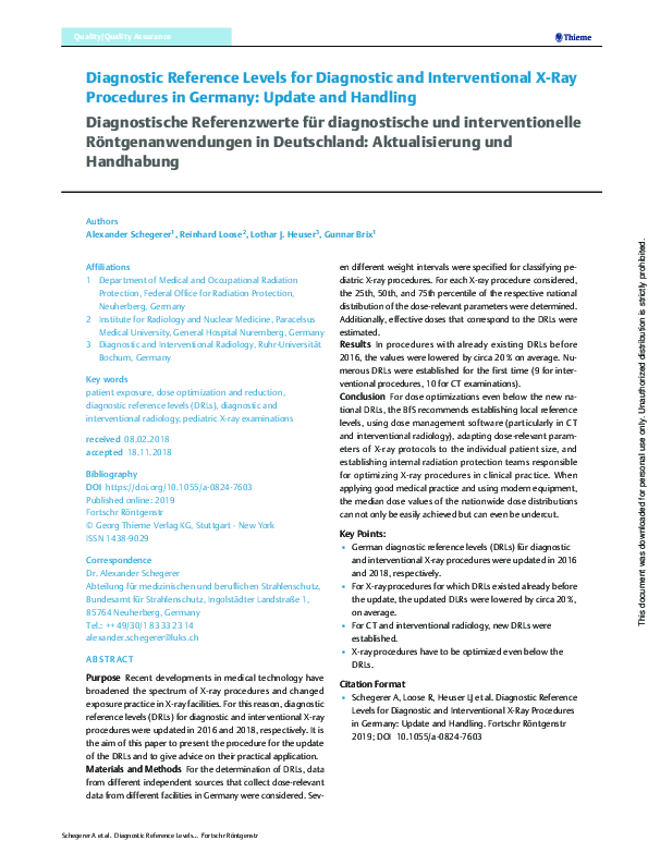 (PDF) Diagnostic Reference Levels for Diagnostic and Interventional X ...