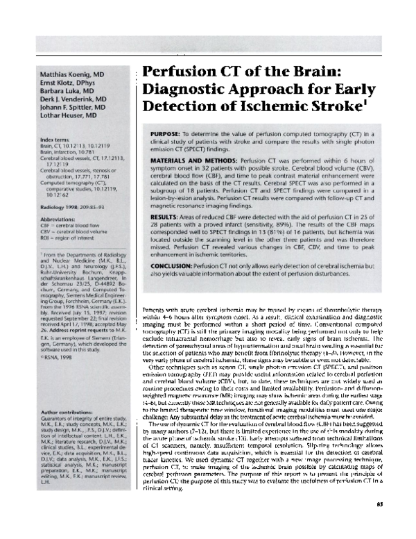 (PDF) Perfusion CT of the brain: diagnostic approach for early ...