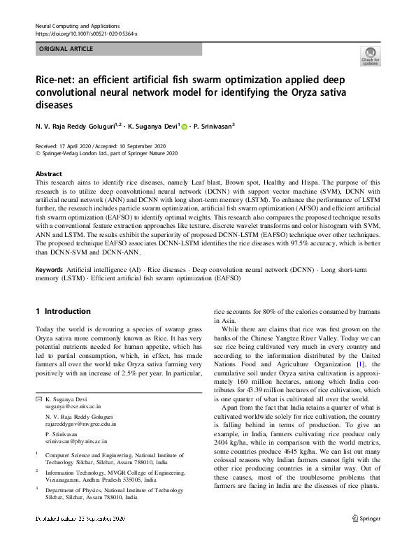 (PDF) Rice-net: an efficient artificial fish swarm optimization applied ...