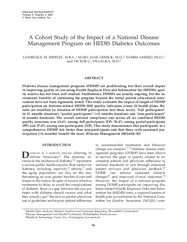 (PDF) A Cohort Study of the Impact of a National Disease Management ...