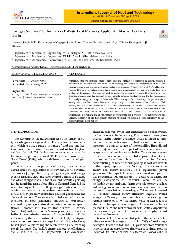 (PDF) Exergy Criteria of Performance of Waste Heat Recovery Applied for ...