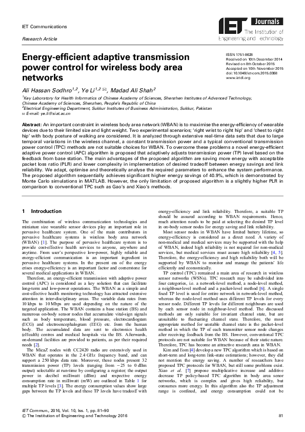 (PDF) Energy‐efficient adaptive transmission power control for wireless ...