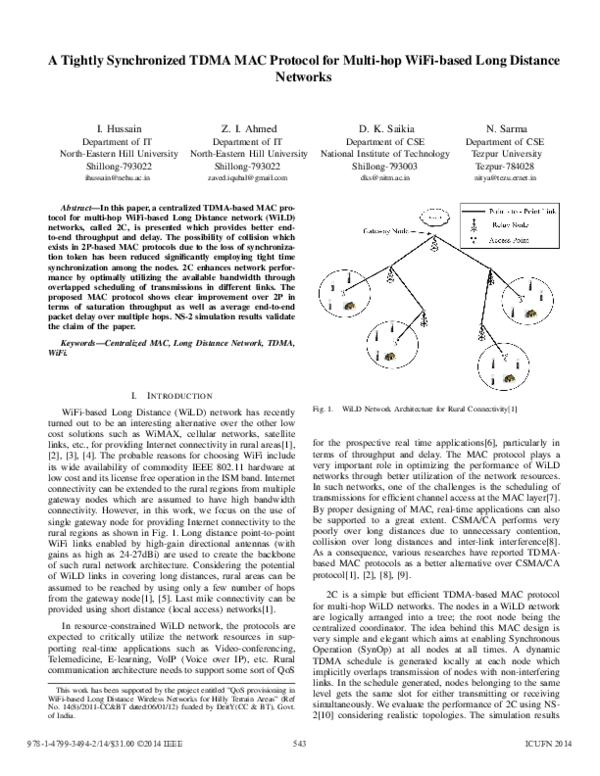 (PDF) A tightly synchronized TDMA MAC protocol for multi-hop WiFi-based ...