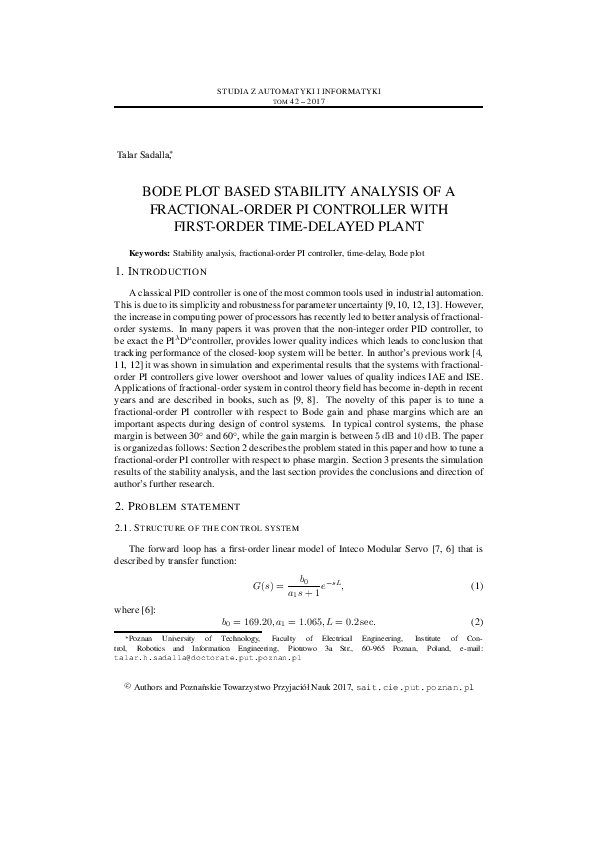 (PDF) Bode Plot Based Stability Analysis of a Fractional-order PI ...