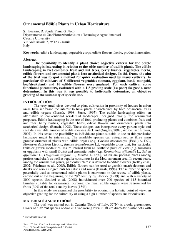 (PDF) Ornamental Edible Plants in Urban Horticulture