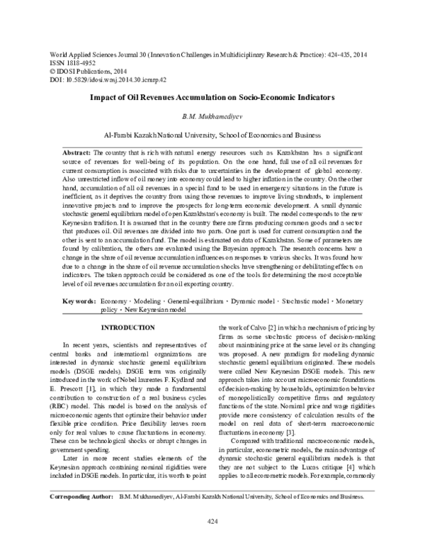(PDF) Impact of Oil Revenues Accumulation on Socio-Economic Indicators