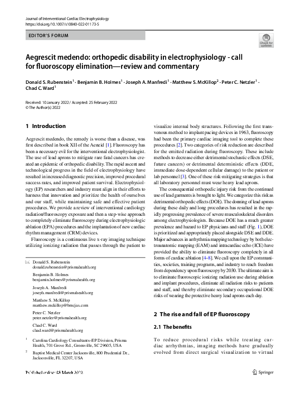 (PDF) Aegrescit medendo: orthopedic disability in electrophysiology ...