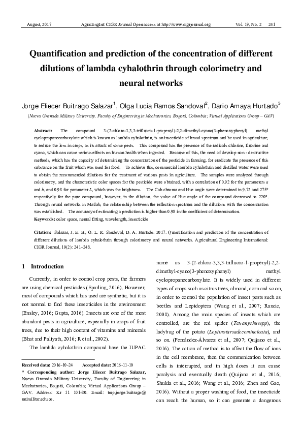 (PDF) Quantification and prediction of the concentration of different ...