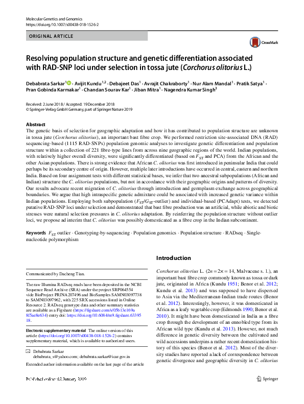 (PDF) Resolving population structure and genetic differentiation ...