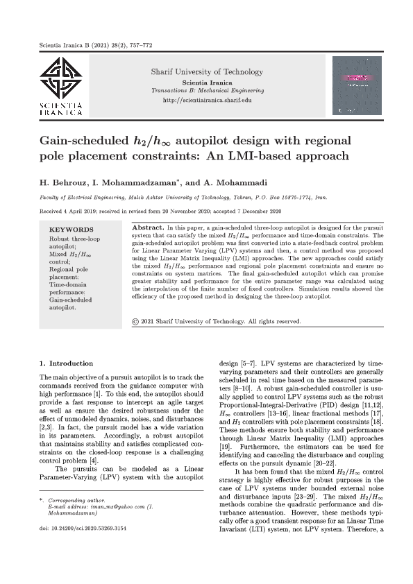 (PDF) Gainscheduled H_2/H_∞ autopilot design with regional pole