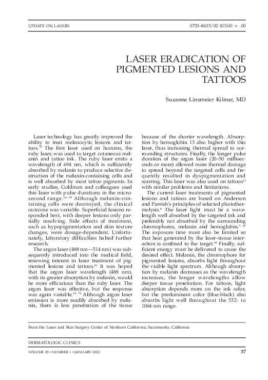 (PDF) Laser eradication of pigmented lesions and tattoos