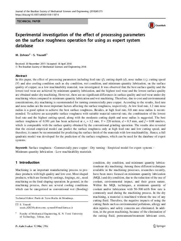 (PDF) Experimental Investigation of Effect of Process Parameters on ...