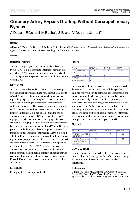 (PDF) Coronary artery bypass grafting without cardiopulmonary bypass