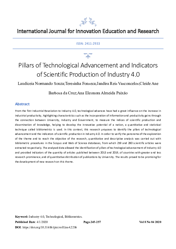 (PDF) Pillars of Technological Advancement and Indicators of Scientific ...