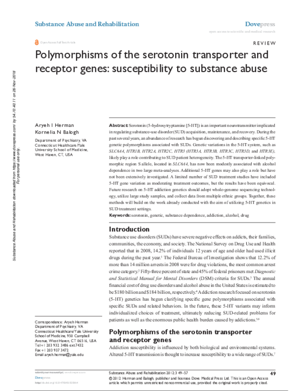 (PDF) Polymorphisms of the serotonin transporter and receptor genes ...