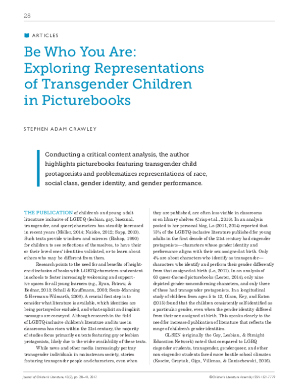 (PDF) Be Who You Are: Exploring Representations of Transgender Children ...